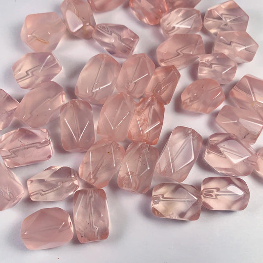 Peach Pink Rose Quartz Beads: Madagascar Gemstone, Free-Form Cut