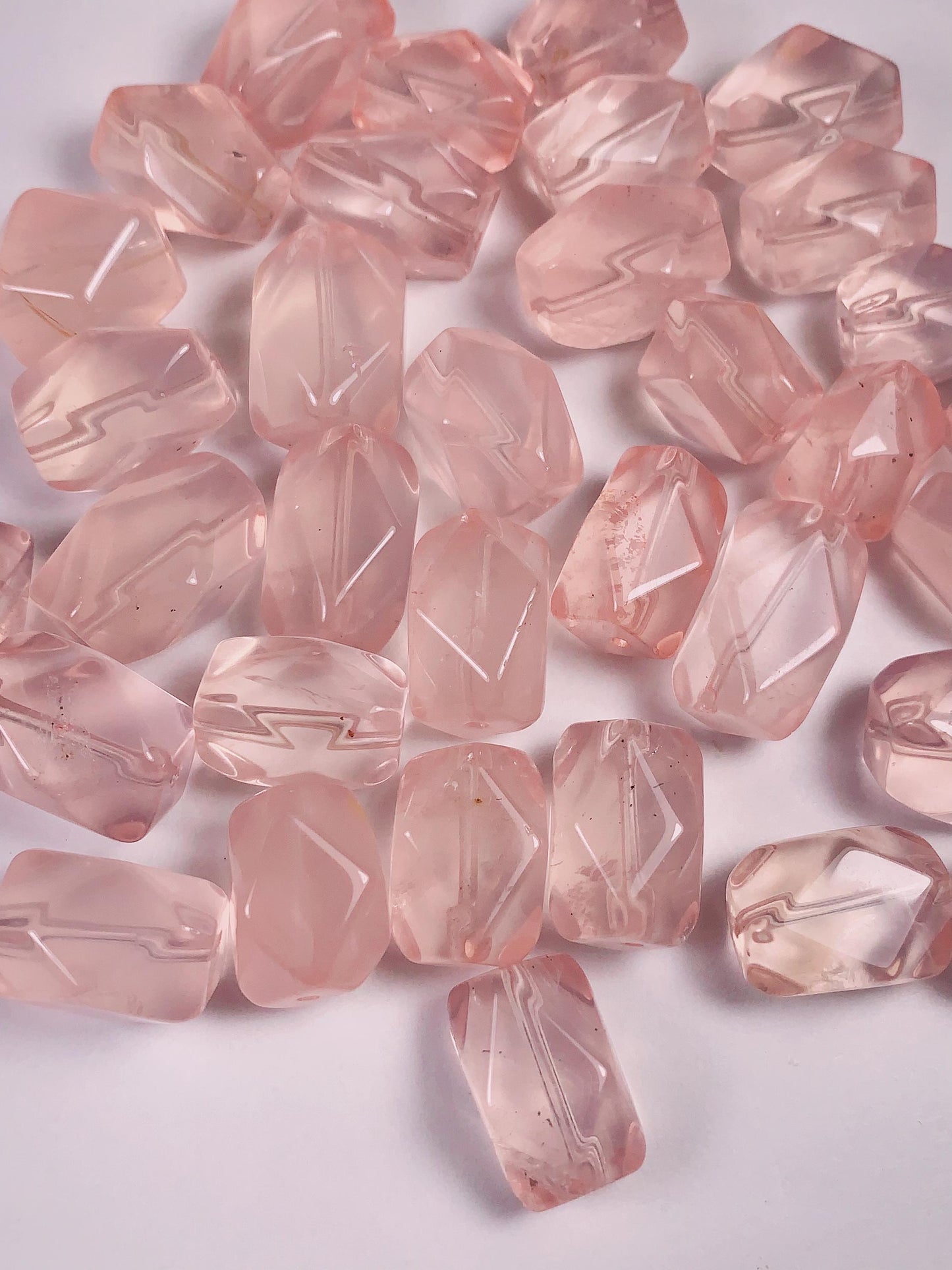 Peach Pink Rose Quartz Beads: Madagascar Gemstone, Free-Form Cut