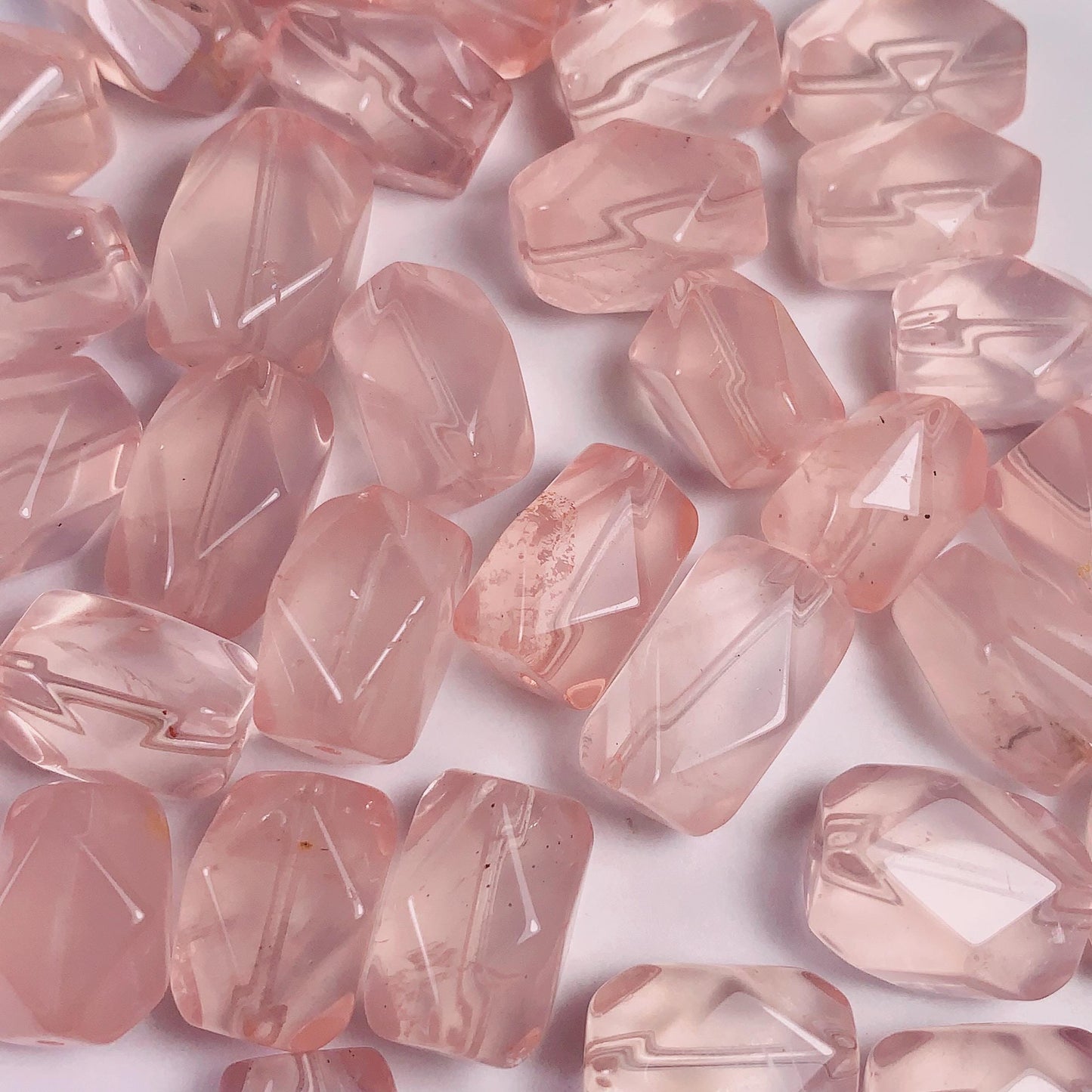 Peach Pink Rose Quartz Beads: Madagascar Gemstone, Free-Form Cut