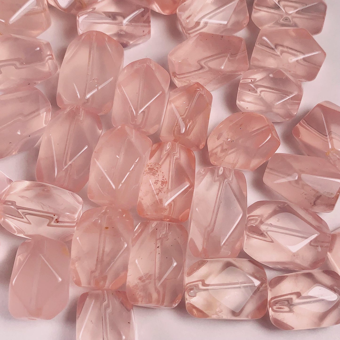 Peach Pink Rose Quartz Beads: Madagascar Gemstone, Free-Form Cut