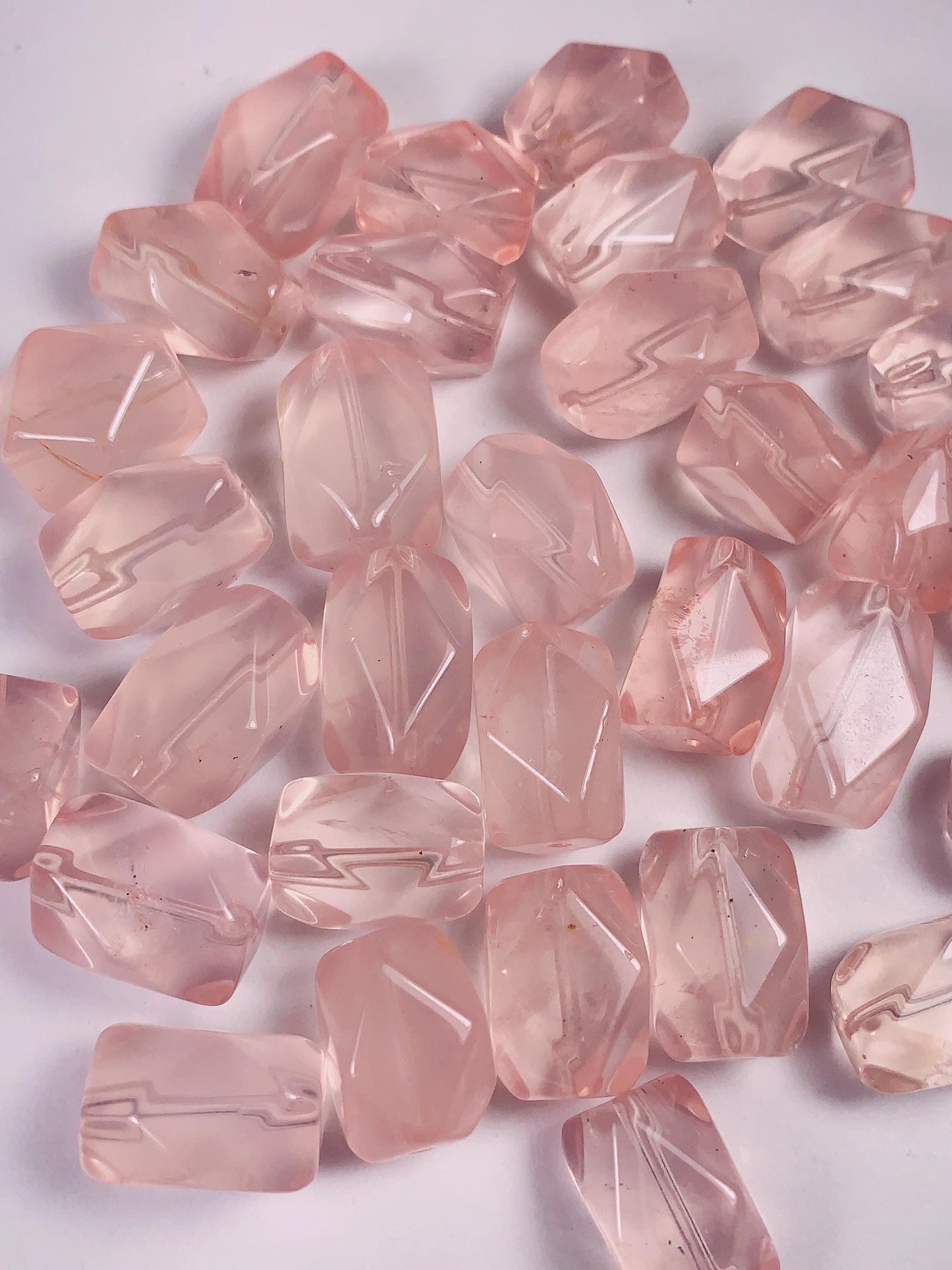 Peach Pink Rose Quartz Beads: Madagascar Gemstone, Free-Form Cut