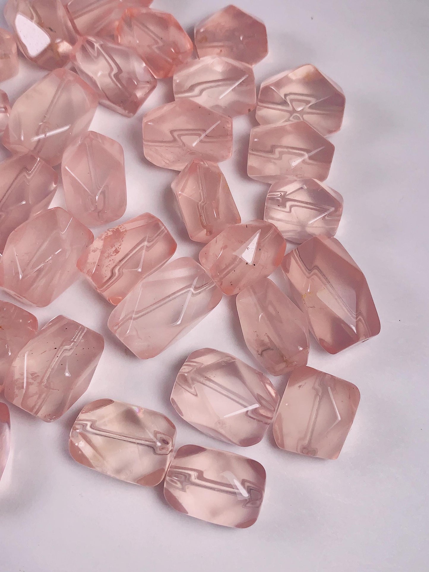 Peach Pink Rose Quartz Beads: Madagascar Gemstone, Free-Form Cut