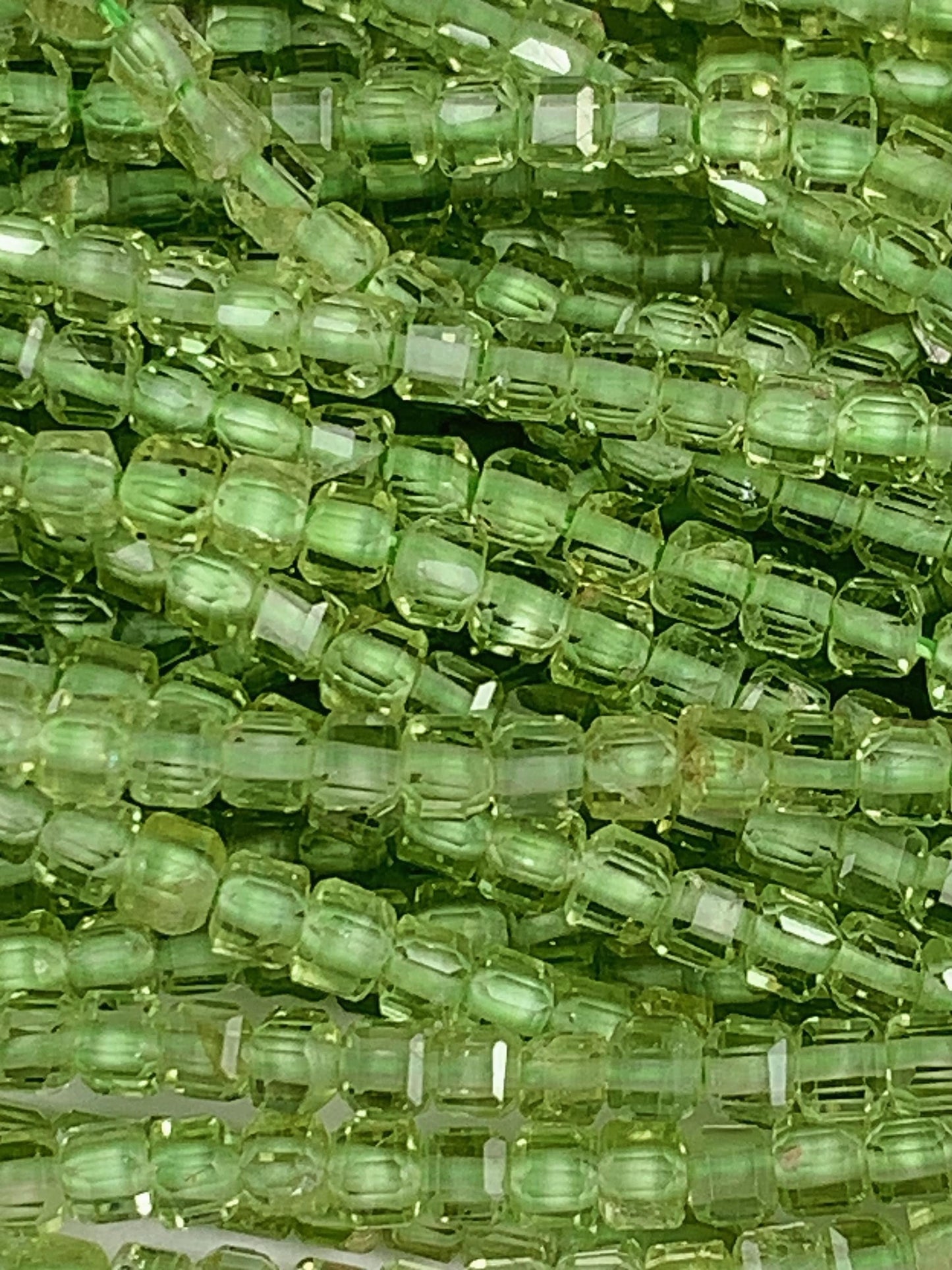 AAA Natural Green Peridot Faceted Cube Square Beads Strand 15.5" Gemstone 2mm 3mm