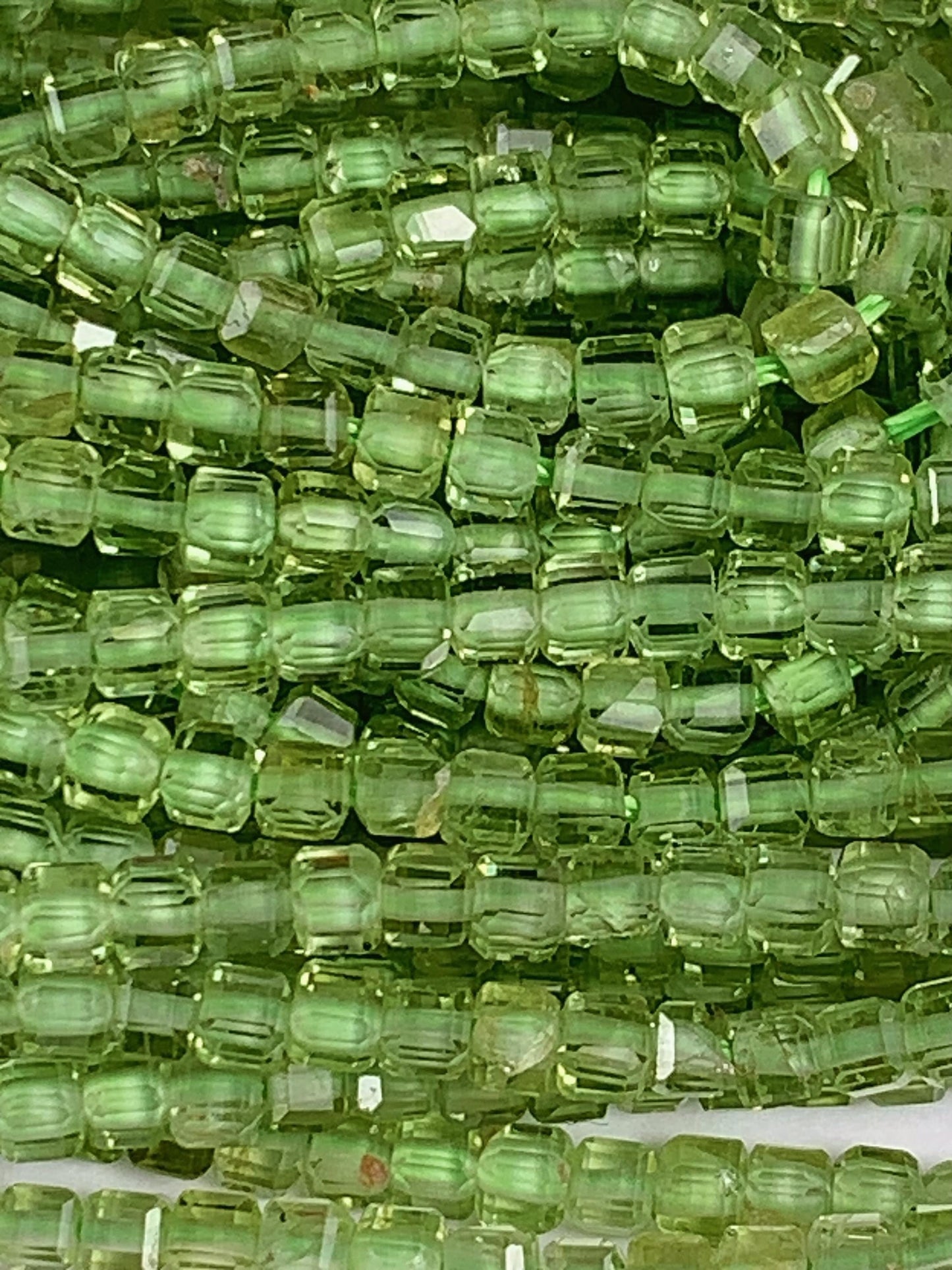 AAA Natural Green Peridot Faceted Cube Square Beads Strand 15.5" Gemstone 2mm 3mm