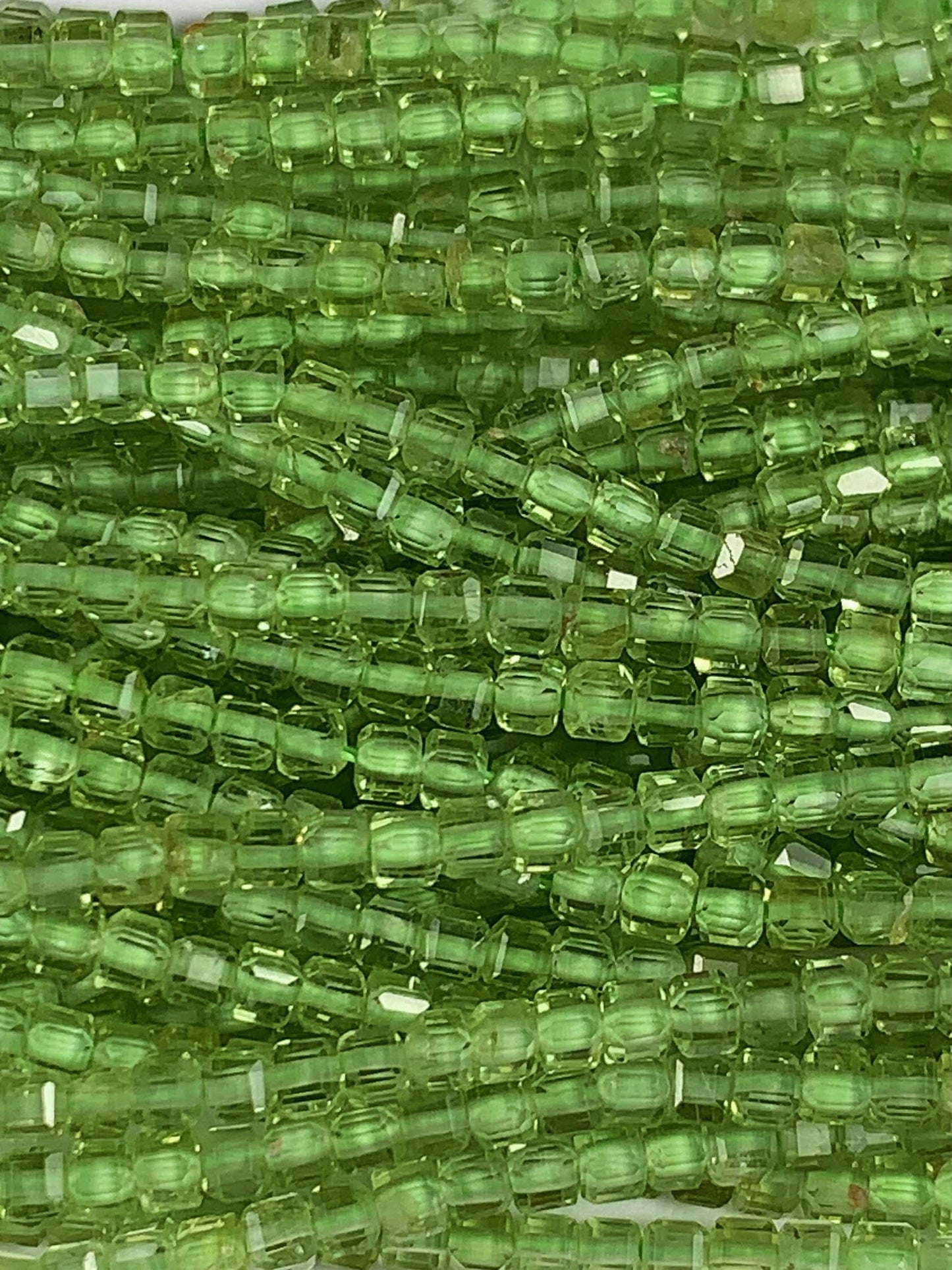 AAA Natural Green Peridot Faceted Cube Square Beads Strand 15.5" Gemstone 2mm 3mm