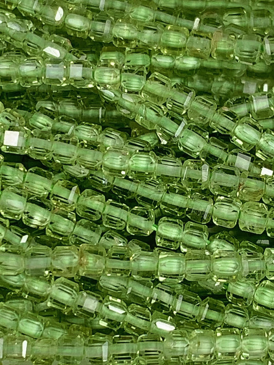 AAA Natural Green Peridot Faceted Cube Square Beads Strand 15.5" Gemstone 2mm 3mm