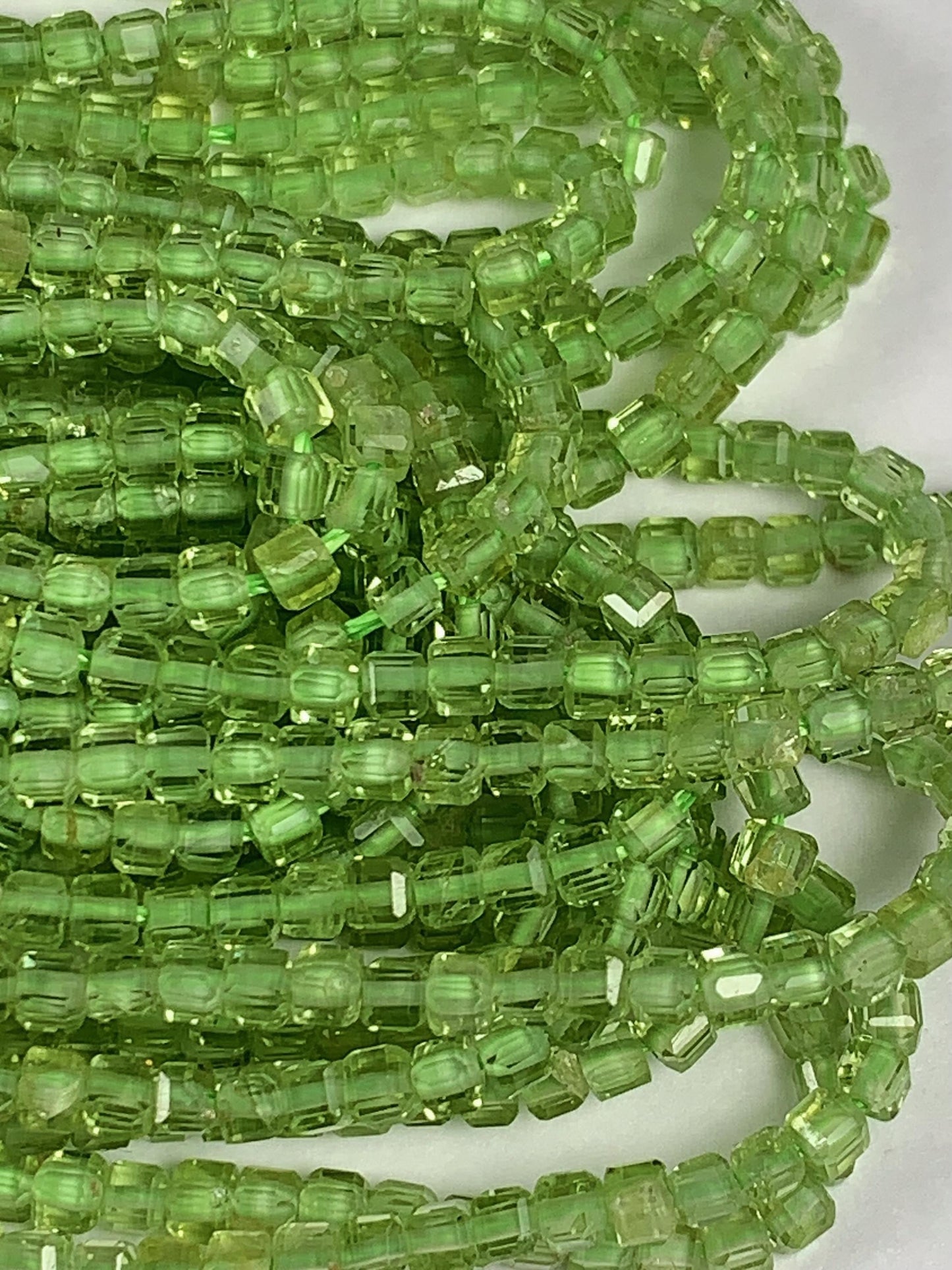 AAA Natural Green Peridot Faceted Cube Square Beads Strand 15.5" Gemstone 2mm 3mm