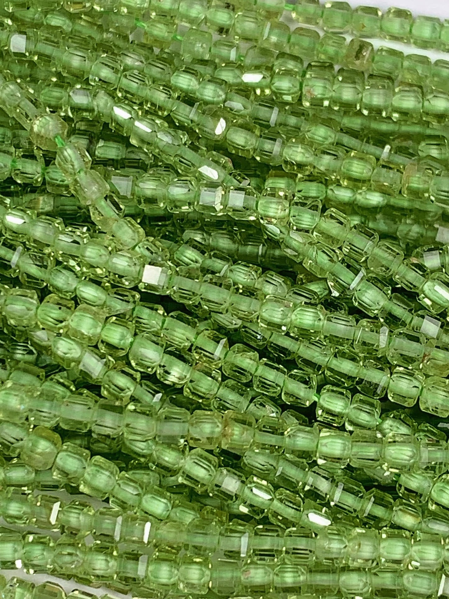 AAA Natural Green Peridot Faceted Cube Square Beads Strand 15.5" Gemstone 2mm 3mm