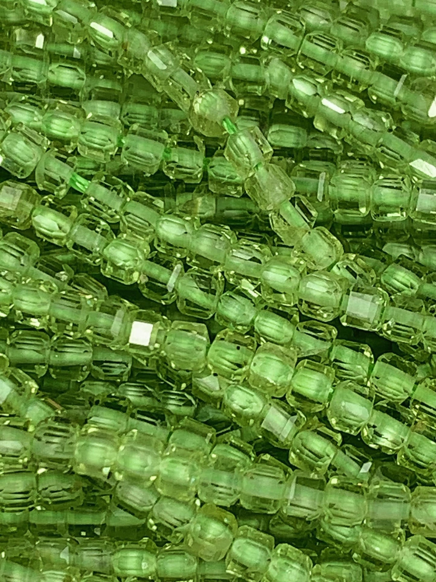 AAA Natural Green Peridot Faceted Cube Square Beads Strand 15.5" Gemstone 2mm 3mm
