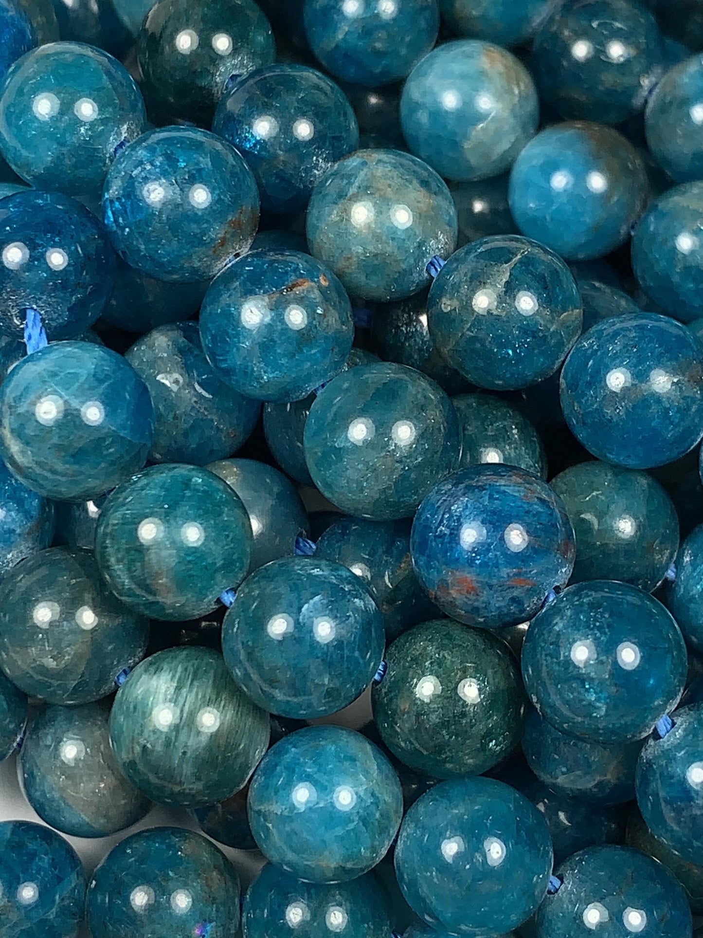 Genuine Natural Blue Apatite  Smooth Round Beads 15.5" Strand Gemstone  4mm 6mm 8mm 10mm