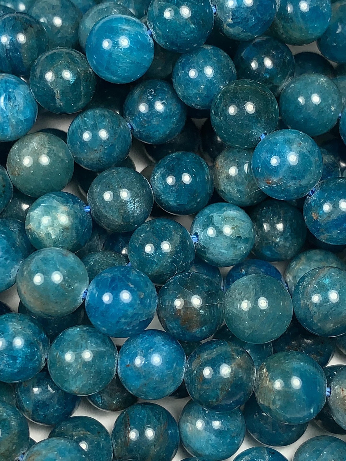 Genuine Natural Blue Apatite  Smooth Round Beads 15.5" Strand Gemstone  4mm 6mm 8mm 10mm