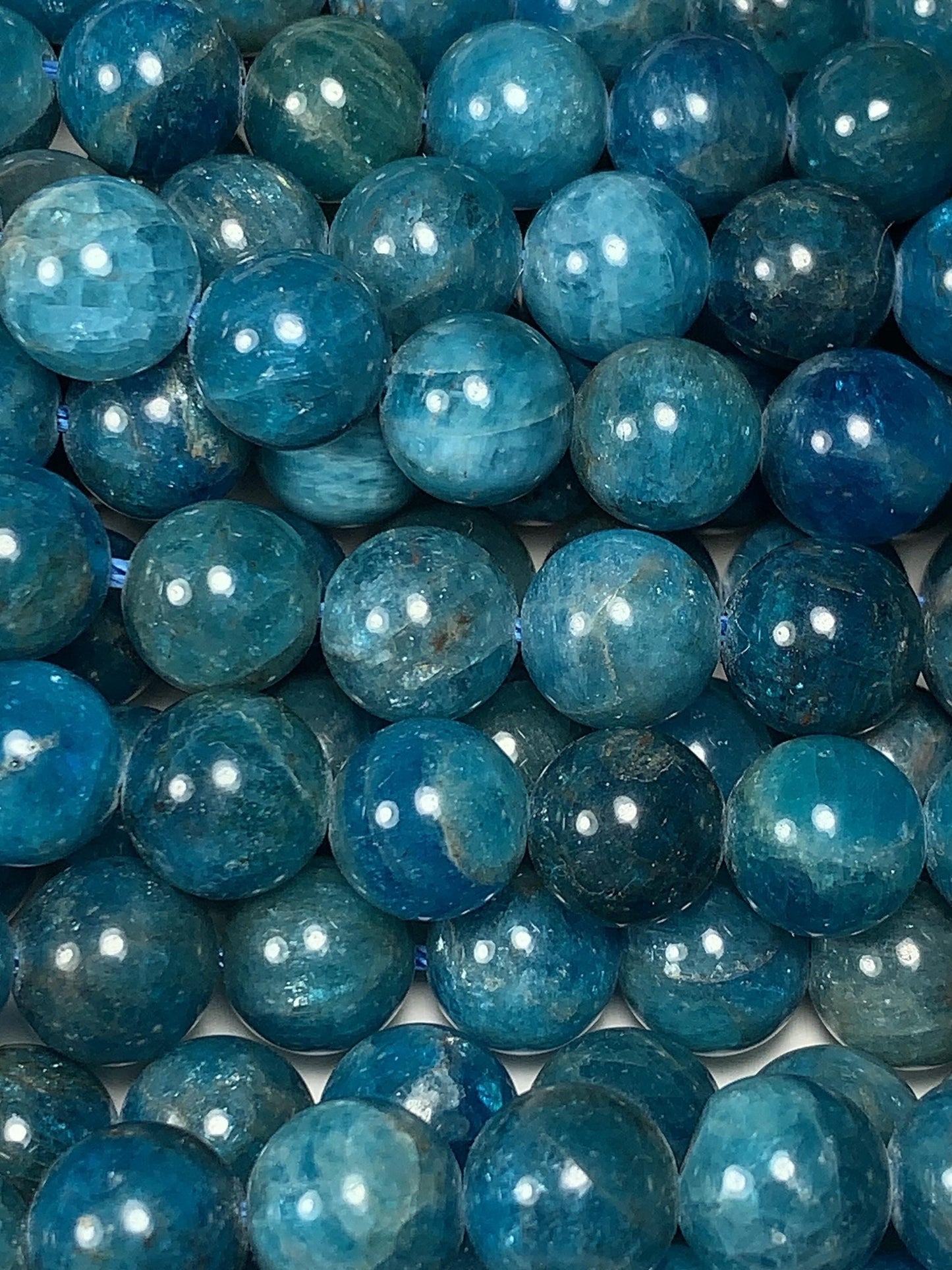 Genuine Natural Blue Apatite  Smooth Round Beads 15.5" Strand Gemstone  4mm 6mm 8mm 10mm