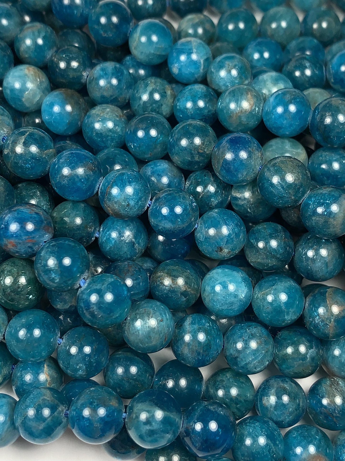 Genuine Natural Blue Apatite  Smooth Round Beads 15.5" Strand Gemstone  4mm 6mm 8mm 10mm