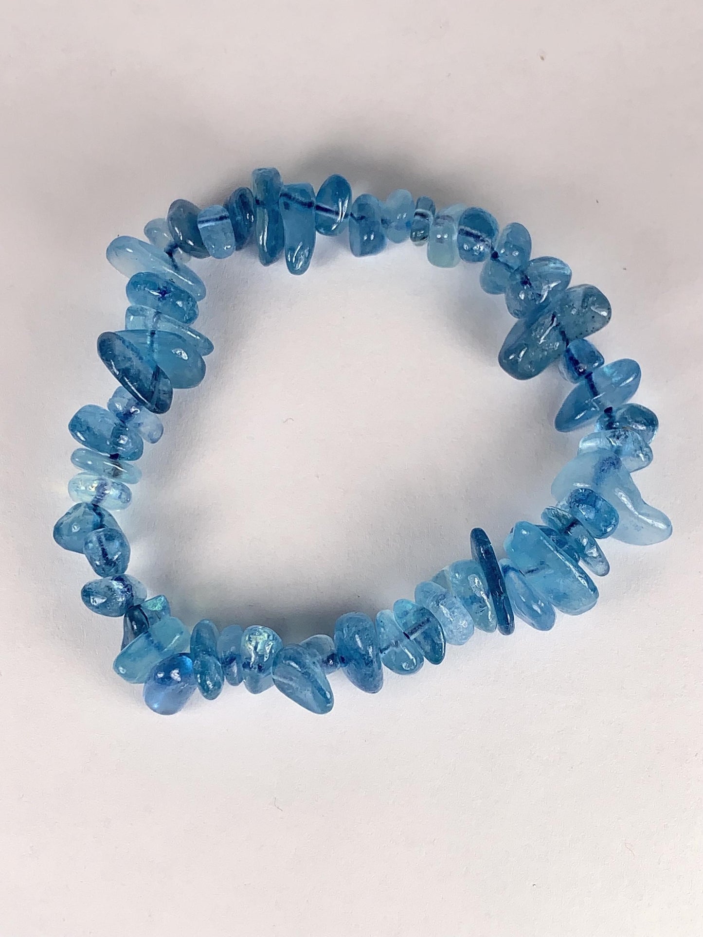 Natural Aquamarine Chip Bracelet: Deep Blue Gemstone, Freeform Beads