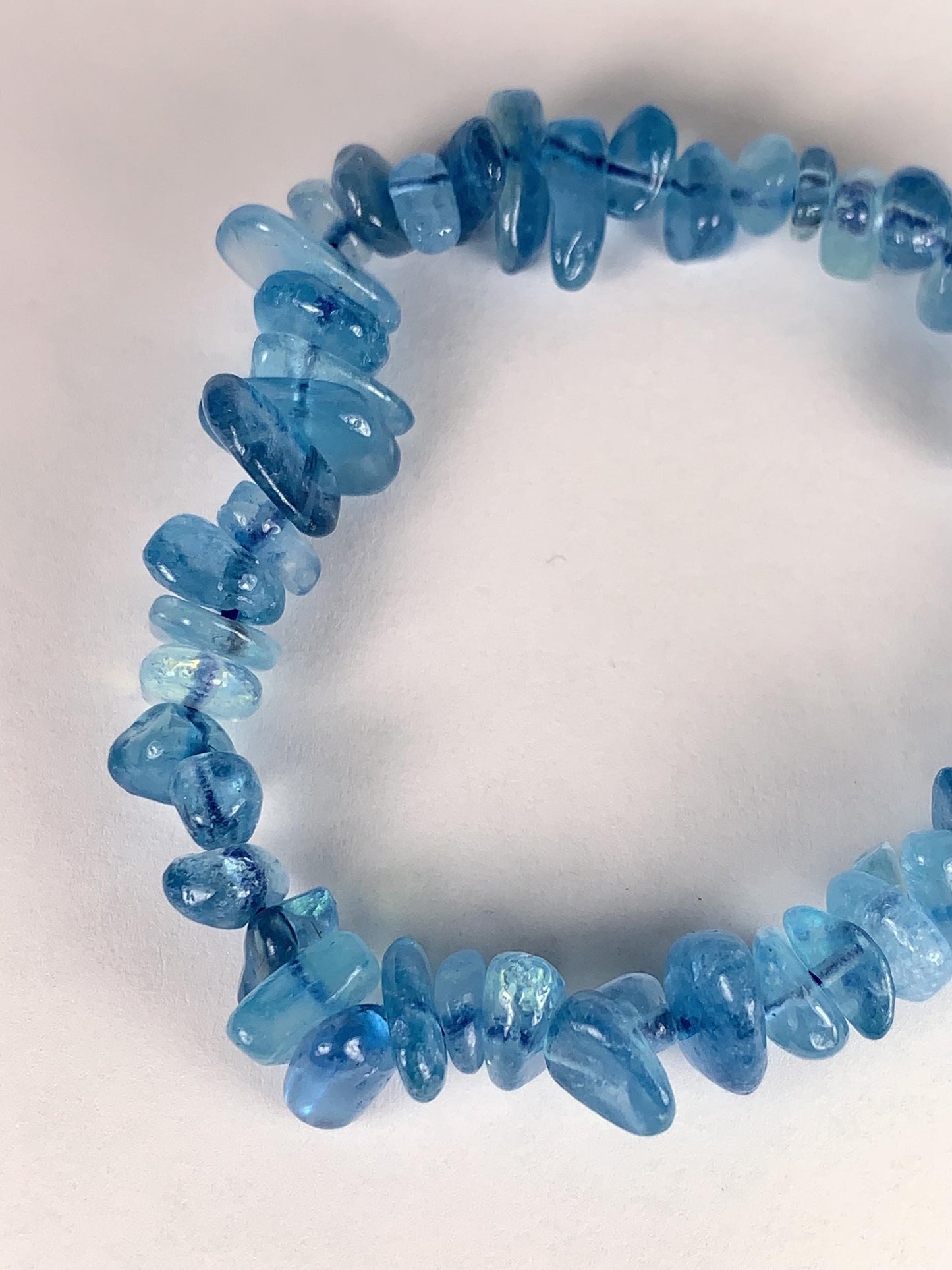 Natural Aquamarine Chip Bracelet: Deep Blue Gemstone, Freeform Beads