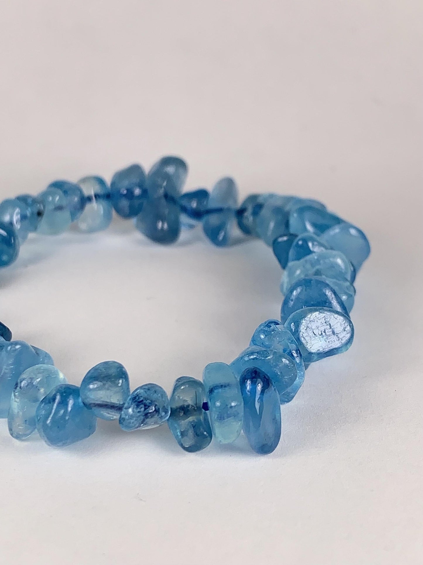 Natural Aquamarine Chip Bracelet: Deep Blue Gemstone, Freeform Beads