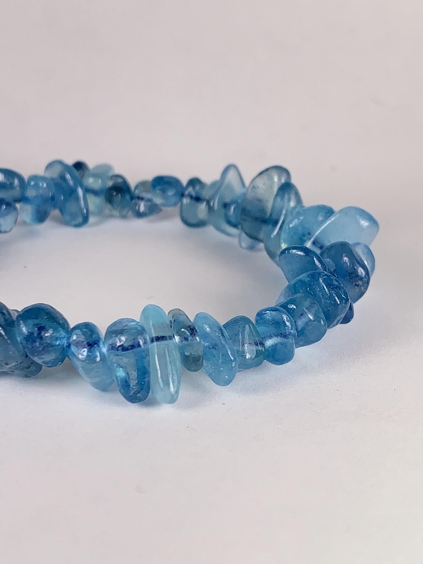 Natural Aquamarine Chip Bracelet: Deep Blue Gemstone, Freeform Beads