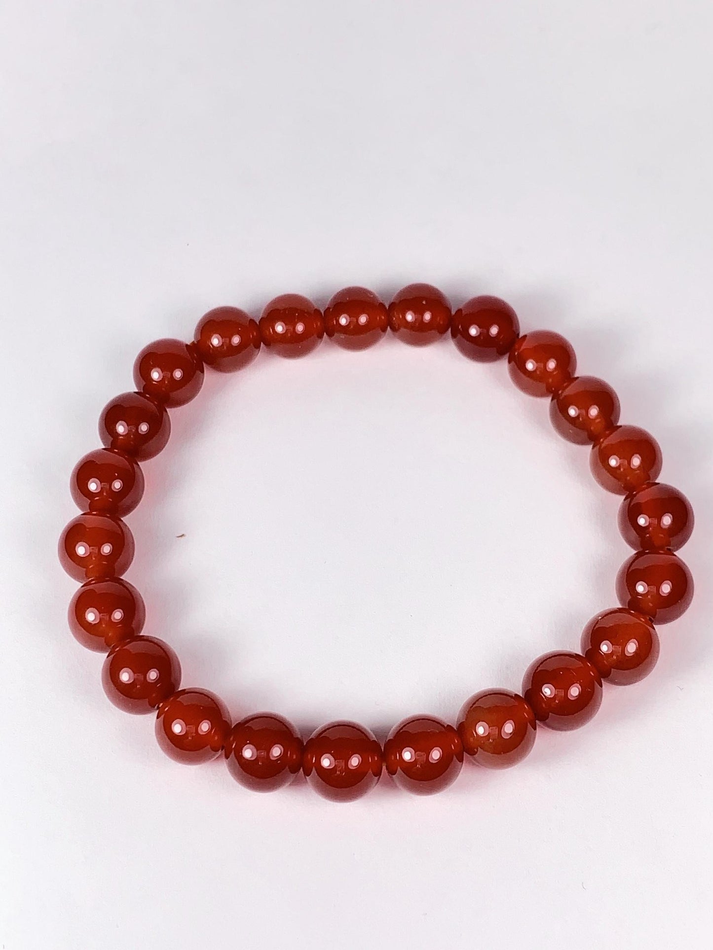 Red Agate Stretch Bracelet: AAA Grade Gemstone, Handmade in USA