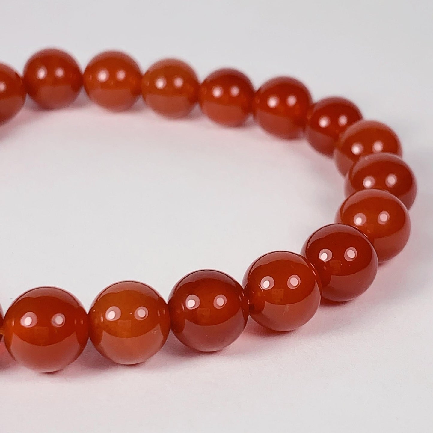 Red Agate Stretch Bracelet: AAA Grade Natural Gemstone, Handmade in USA