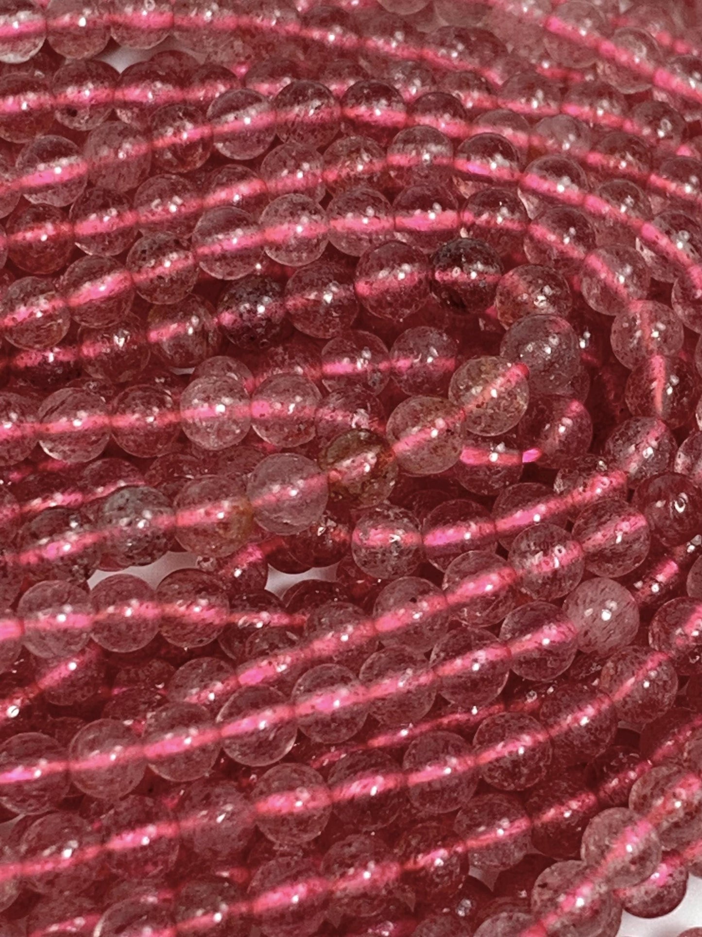 Natural Genuine Red Strawberry Quartz Smooth Round Beads 15.5" Strand Gemstone 4mm