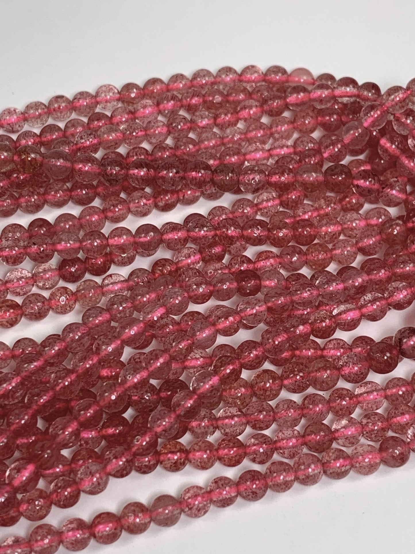 Natural Genuine Red Strawberry Quartz Smooth Round Beads 15.5" Strand Gemstone 4mm
