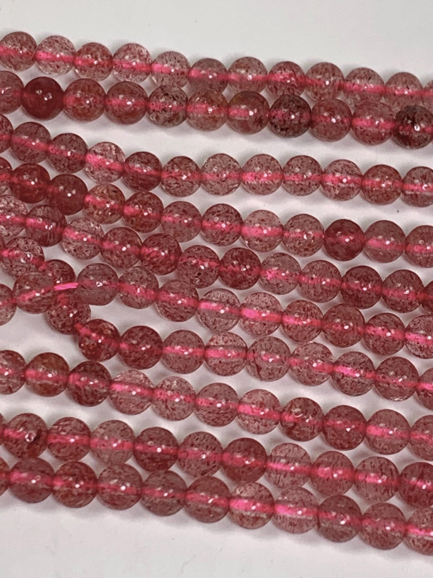 Natural Genuine Red Strawberry Quartz Smooth Round Beads 15.5" Strand Gemstone 4mm