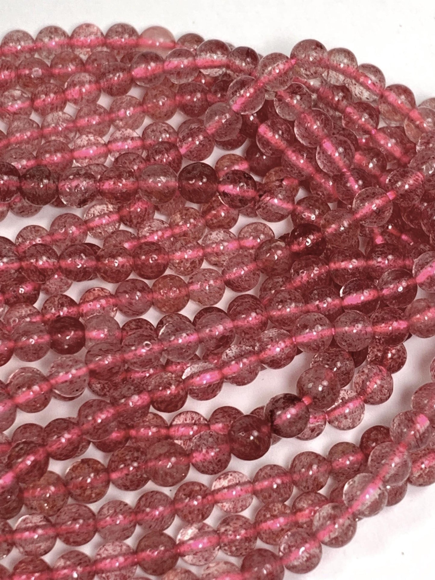 Natural Genuine Red Strawberry Quartz Smooth Round Beads 15.5" Strand Gemstone 4mm