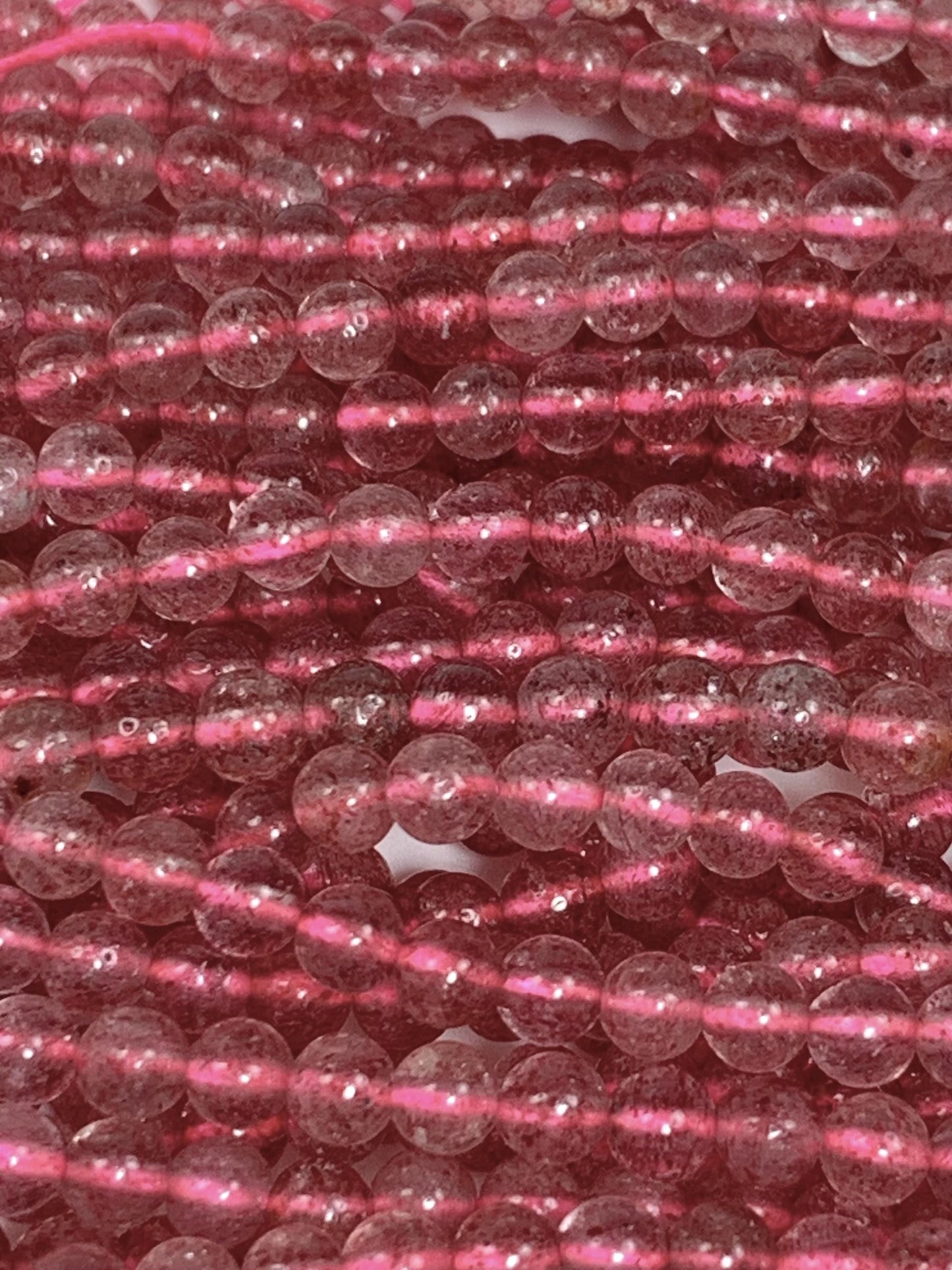 Natural Genuine Red Strawberry Quartz Smooth Round Beads 15.5" Strand Gemstone 4mm