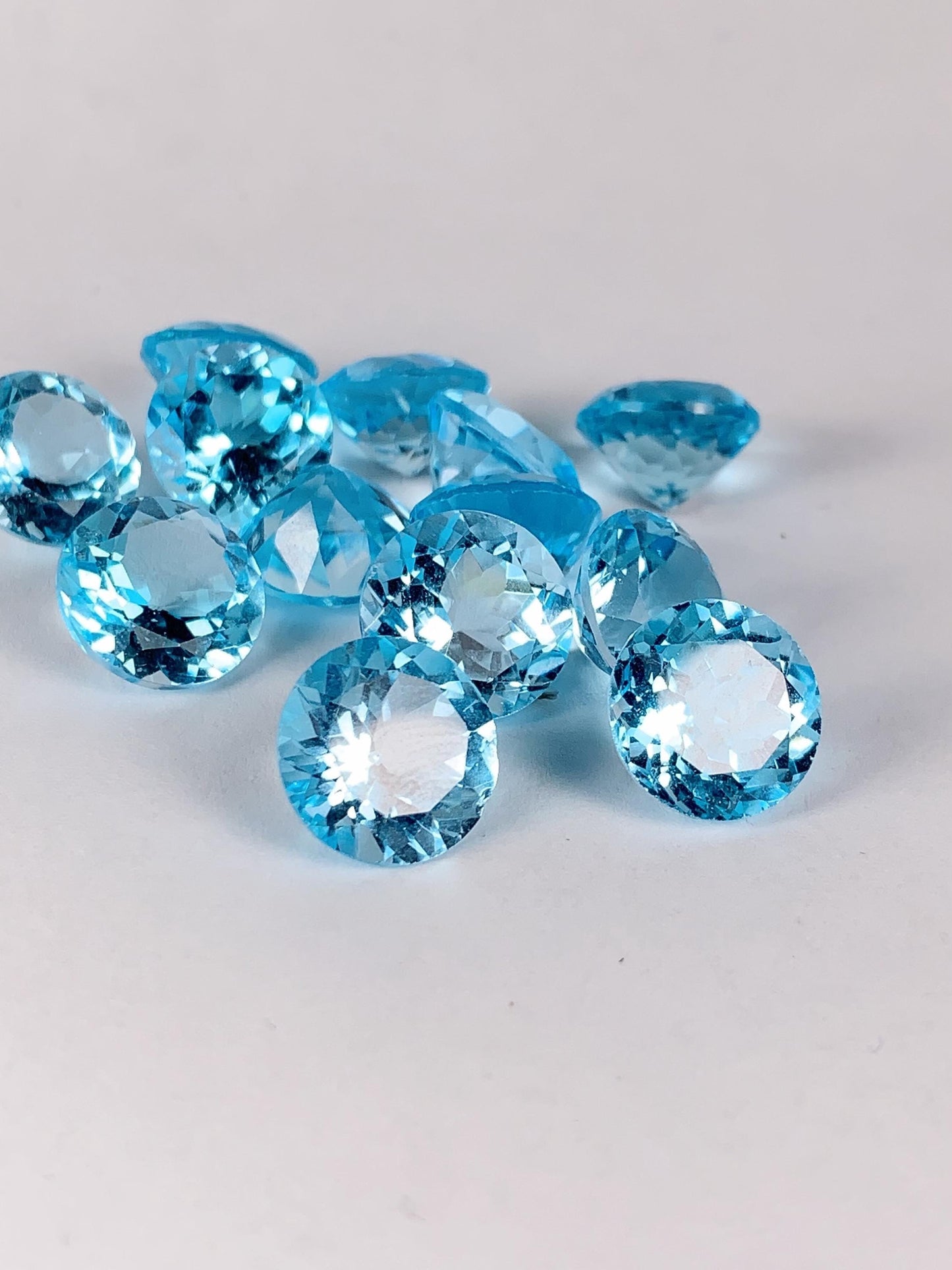 11mm Grade AAA Genuine Natural Blue Topaz  Loose Gems Gemstone faceted round cut