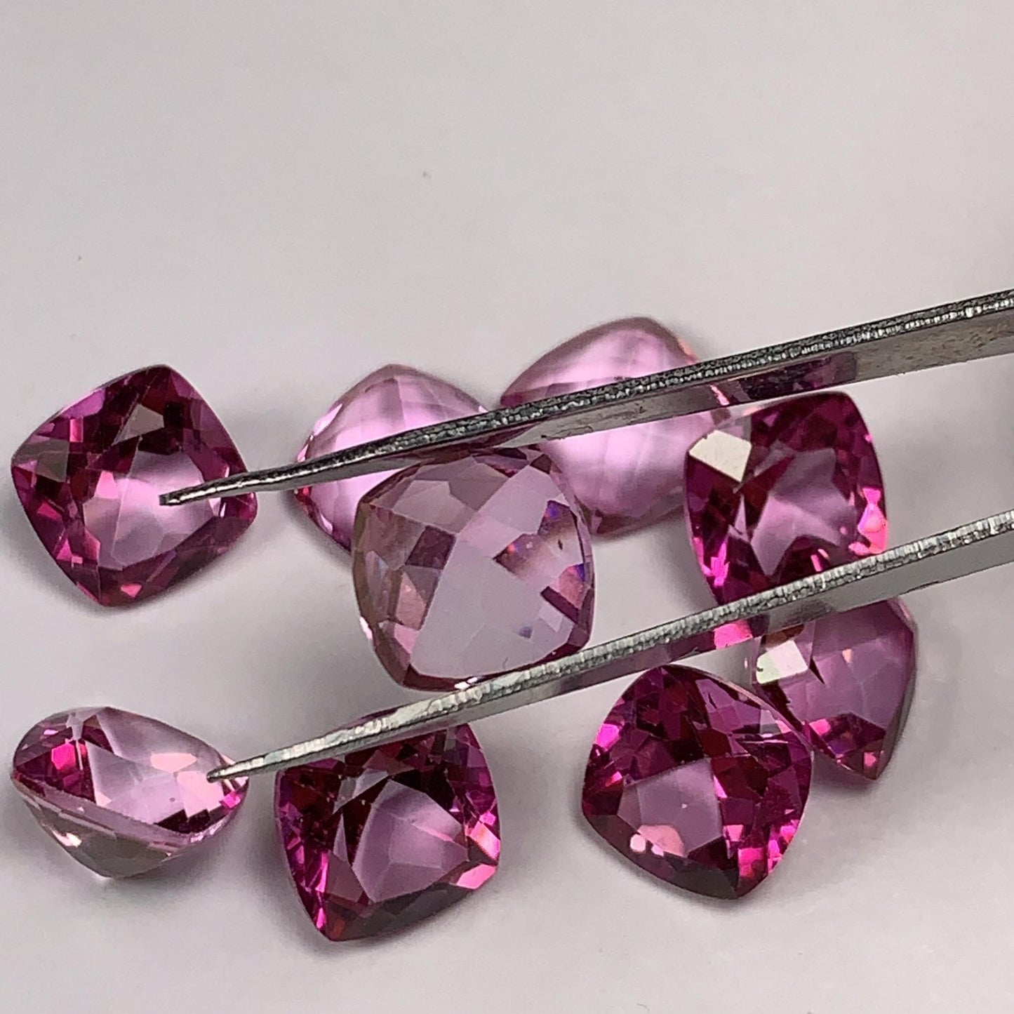 9mm Genuine Natural Pink Topaz ( foil) Loose Gems Gemstone faceted Square cut