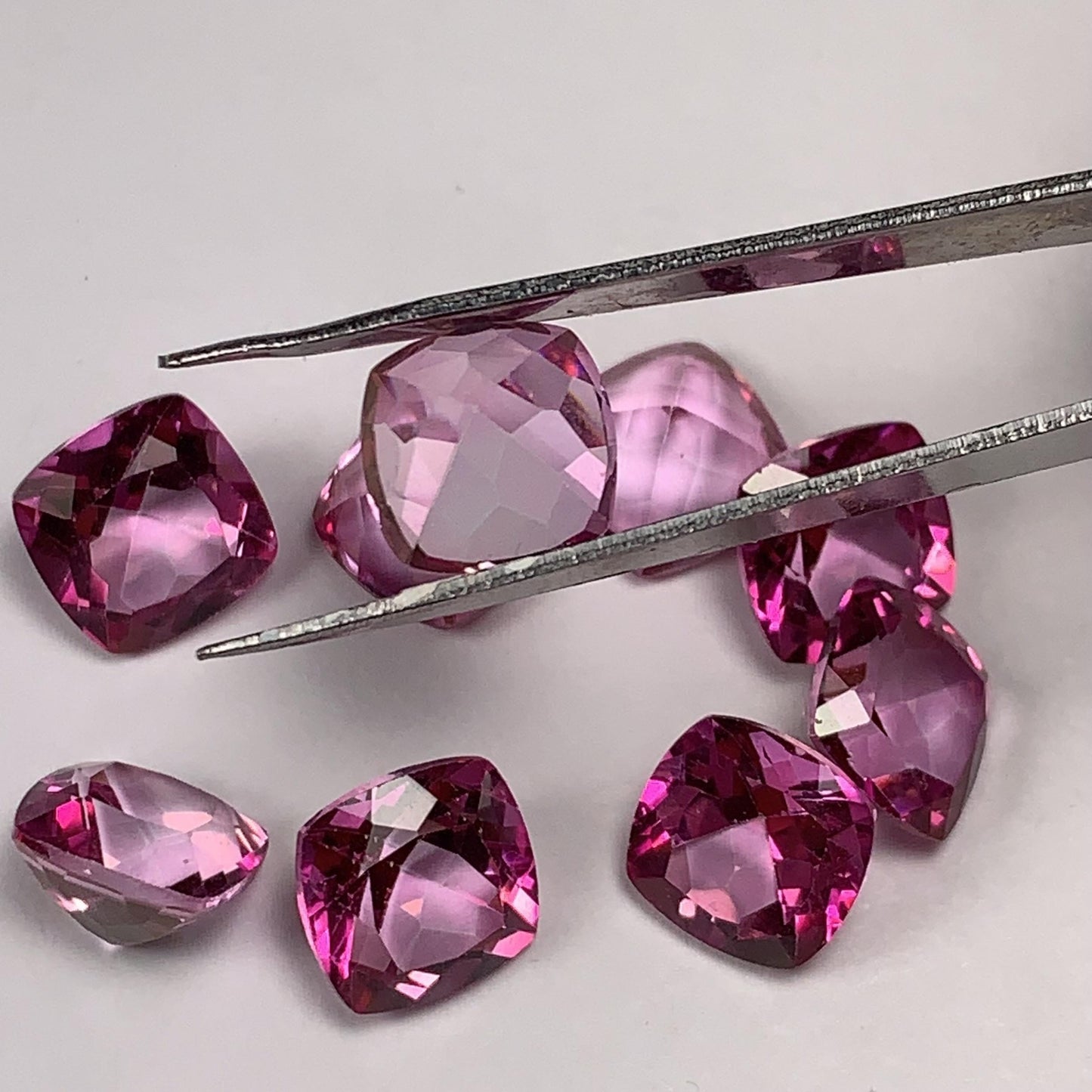 9mm Genuine Natural Pink Topaz ( foil) Loose Gems Gemstone faceted Square cut