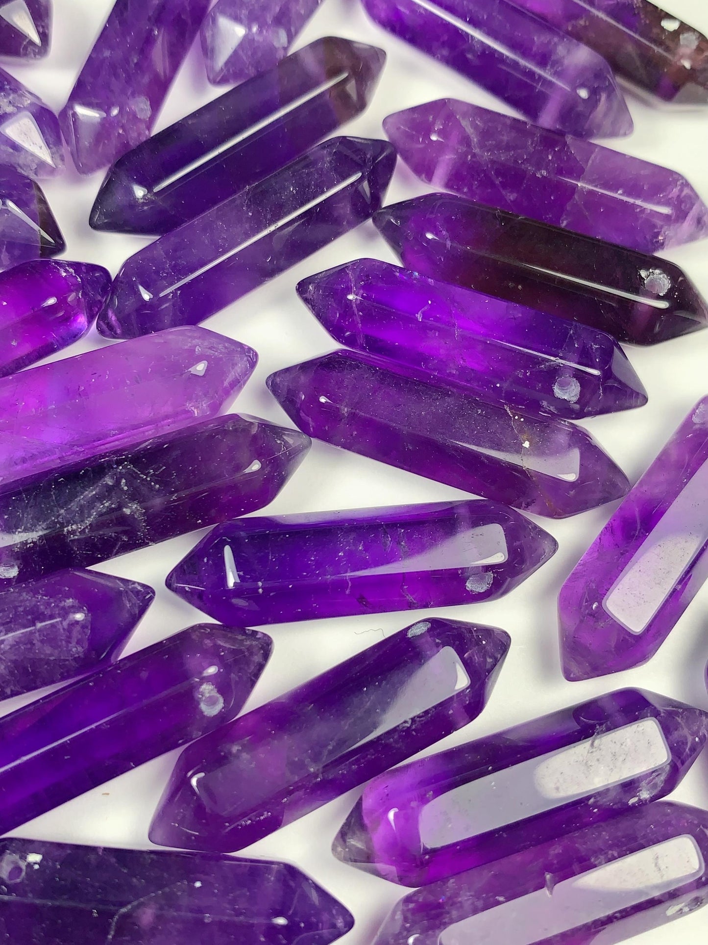 Purple Amethyst Double Terminated Point Beads: Faceted Gemstone Pendant (25-30mm)