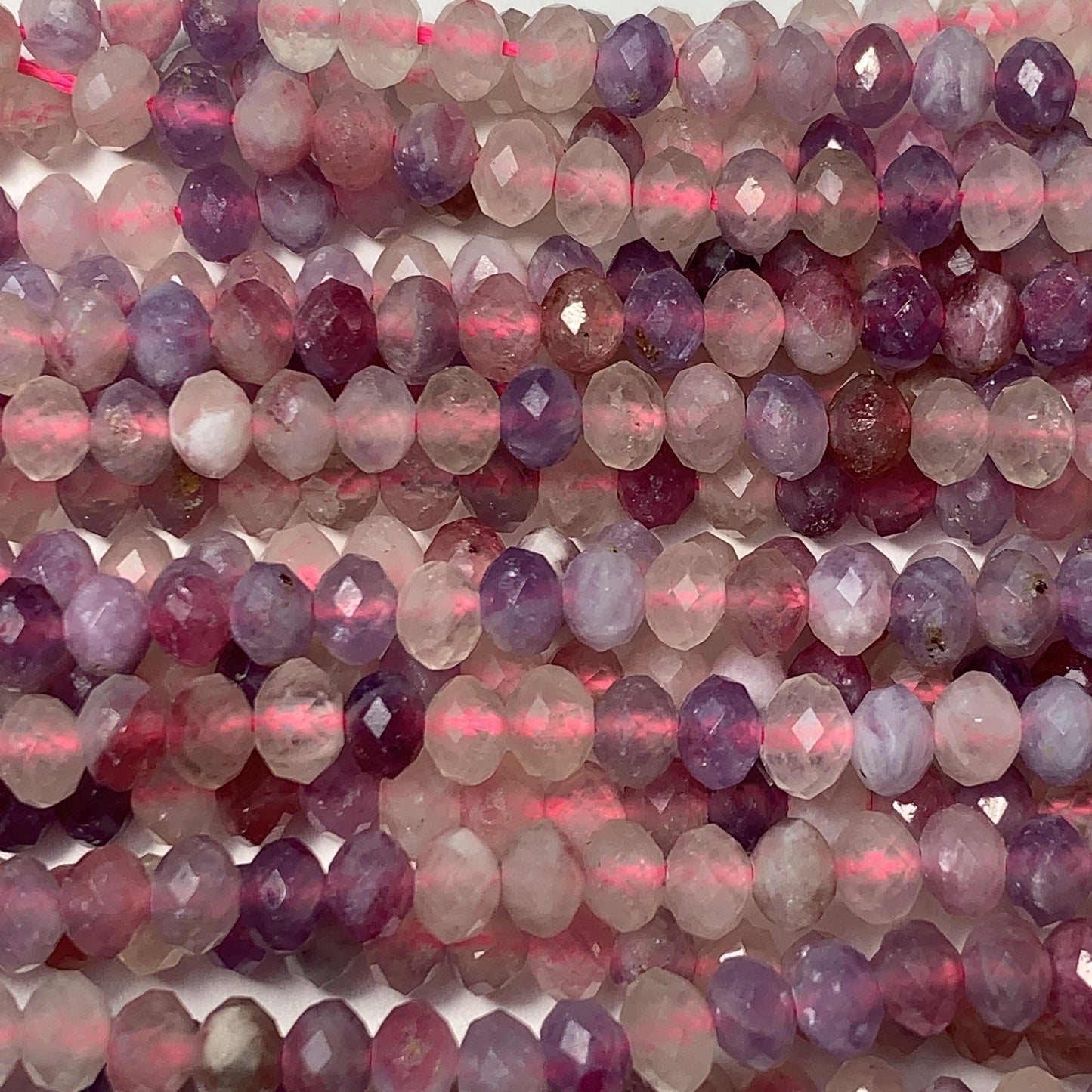 Good quality Genuine Natural purple Pink Tourmaline Faceted Rondelle Beads 15.5" Strand 4x5mm