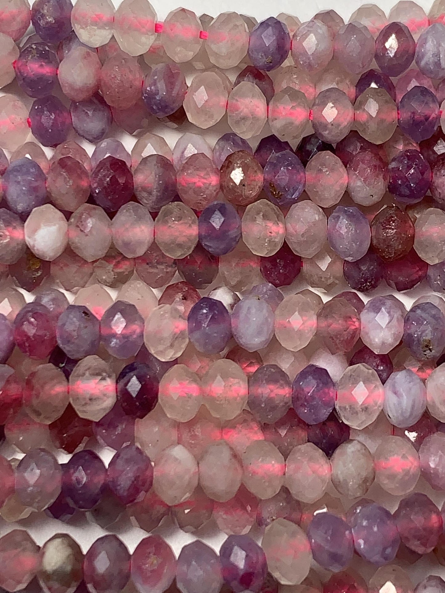 Good quality Genuine Natural purple Pink Tourmaline Faceted Rondelle Beads 15.5" Strand 4x5mm