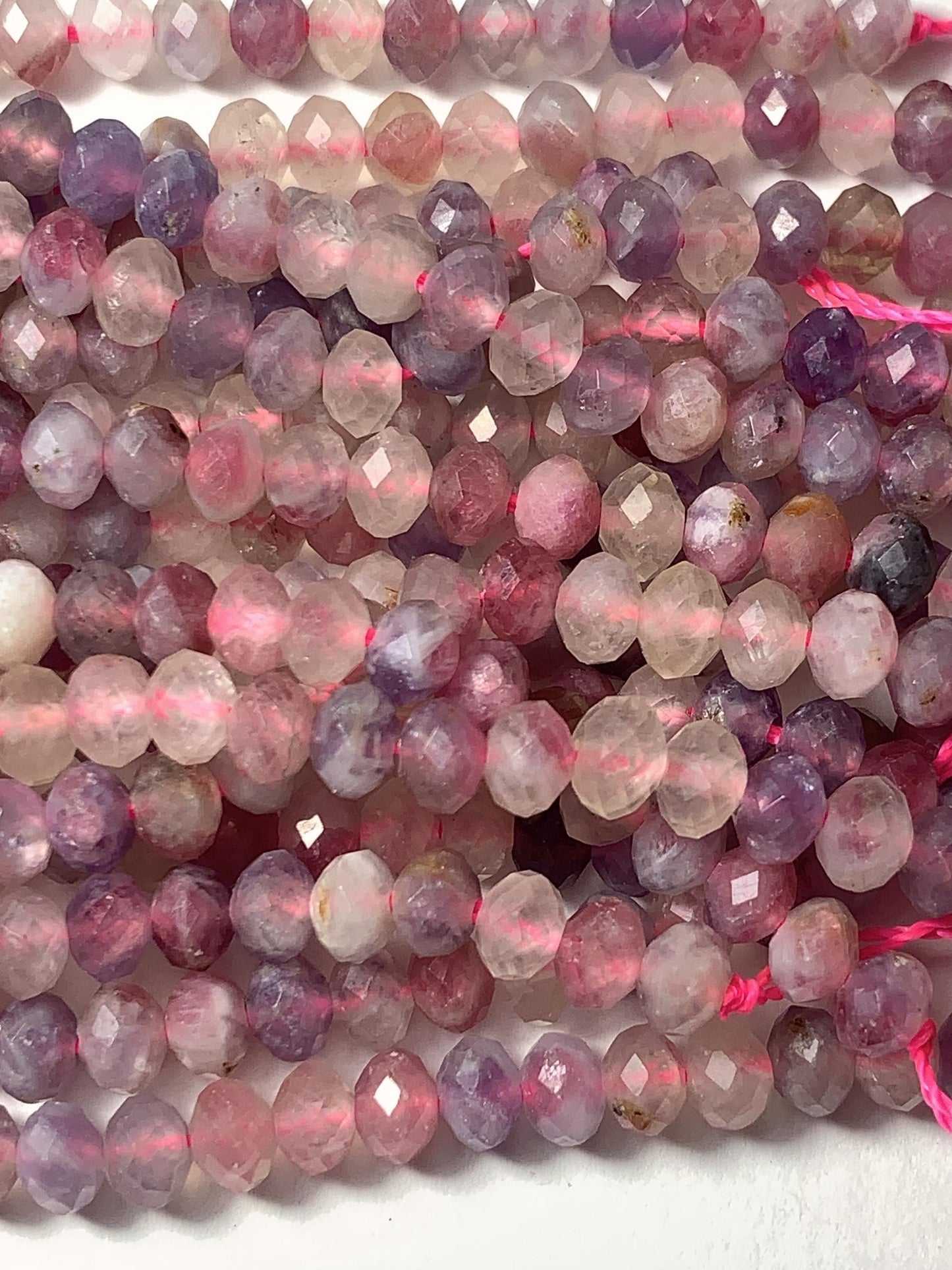 Good quality Genuine Natural purple Pink Tourmaline Faceted Rondelle Beads 15.5" Strand 4x5mm