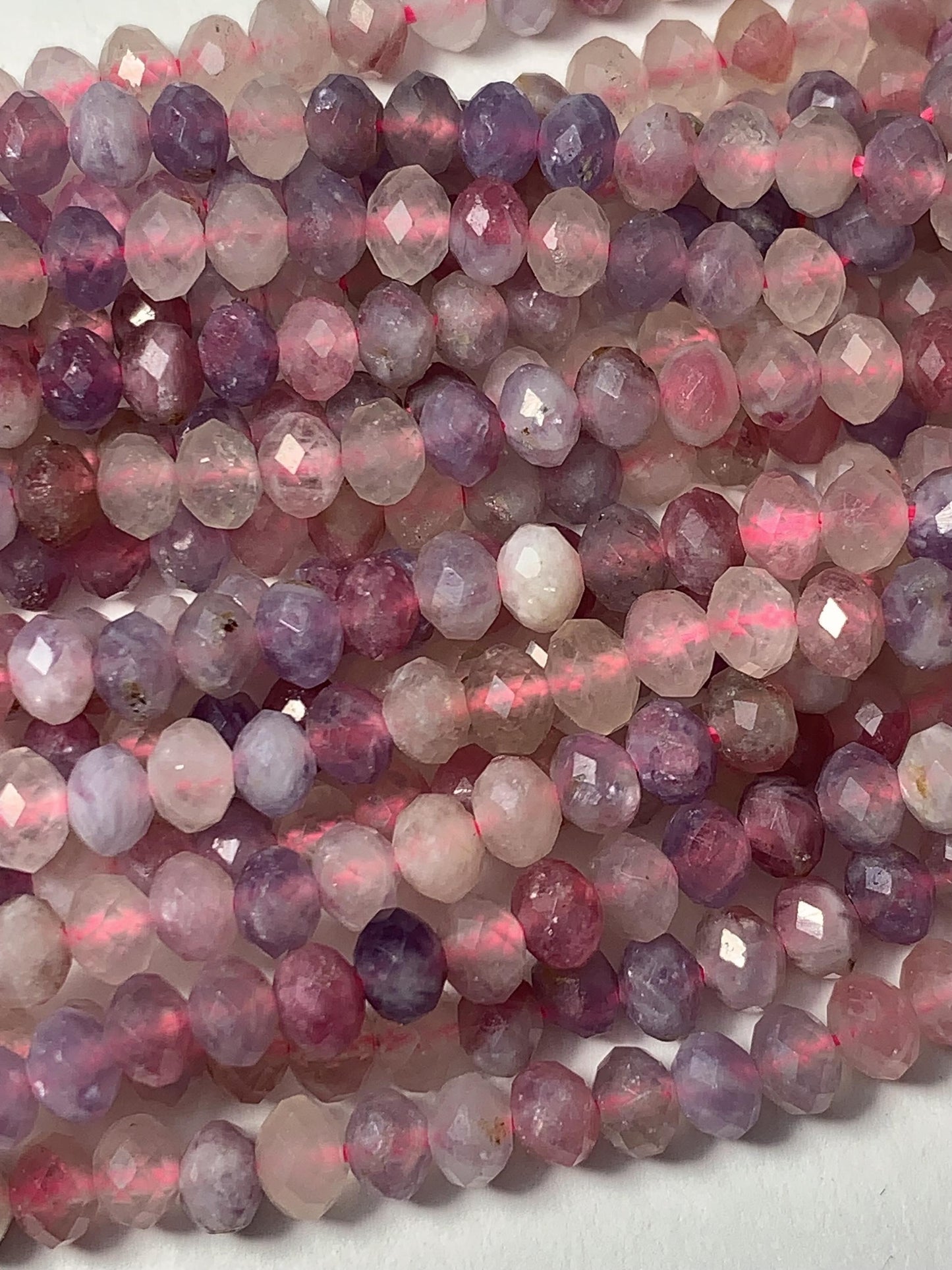 Good quality Genuine Natural purple Pink Tourmaline Faceted Rondelle Beads 15.5" Strand 4x5mm