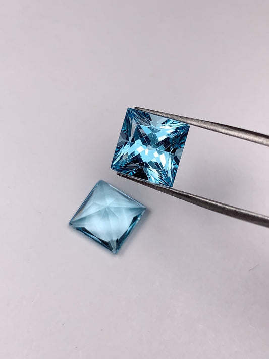 10mm Grade AAA Genuine Natural Blue Topaz Loose Gems Gemstone faceted Square cut
