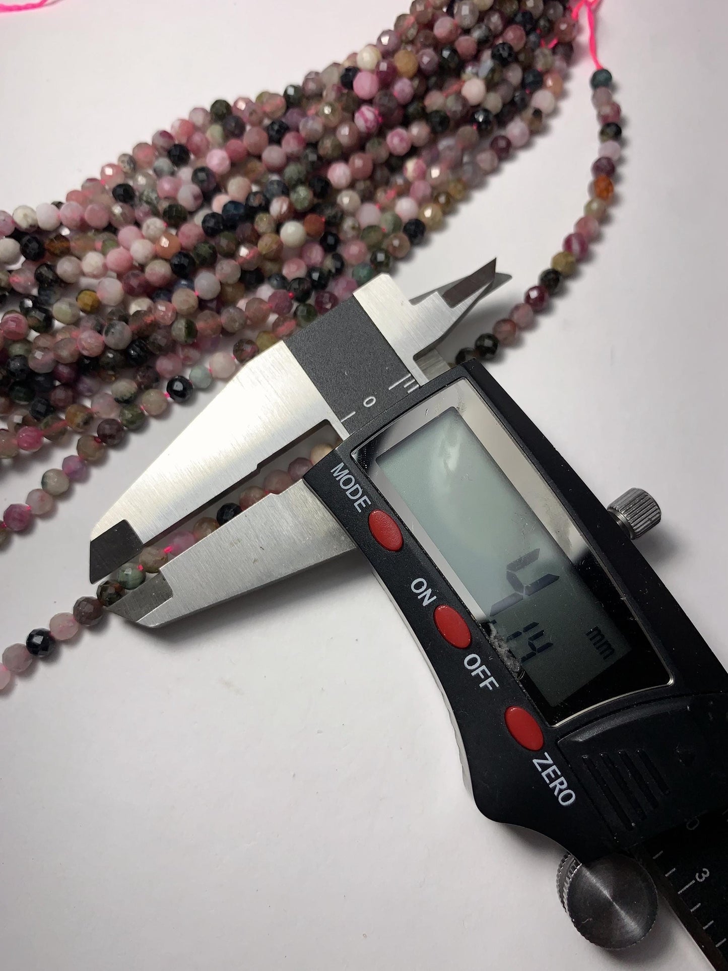 4mm Genuine Natural Black Green Pink Orange Rainbow Tourmaline Faceted Round Beads 15.5" Strand PA20351030