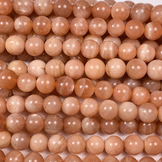 6mm Natural Golden Peach Light Orange Sunstone Smooth Round Beads 15.5" Strand