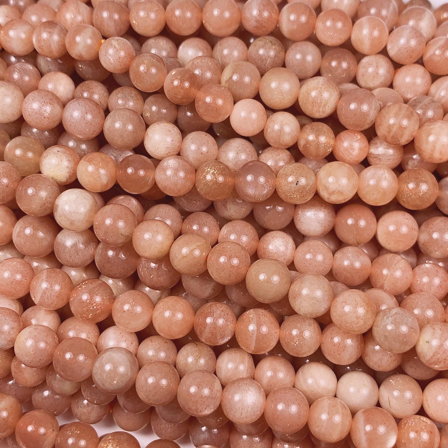 6mm Natural Golden Peach Light Orange Sunstone Smooth Round Beads 15.5" Strand