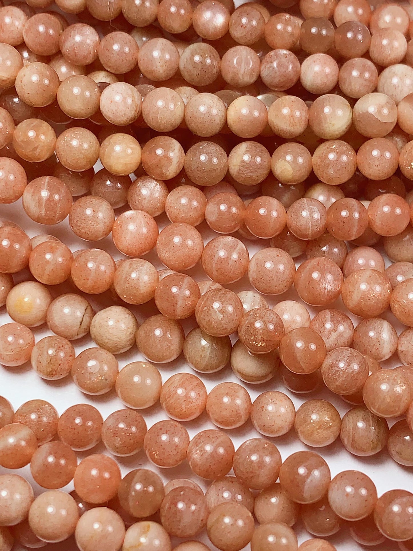 6mm Natural Golden Peach Light Orange Sunstone Smooth Round Beads 15.5" Strand