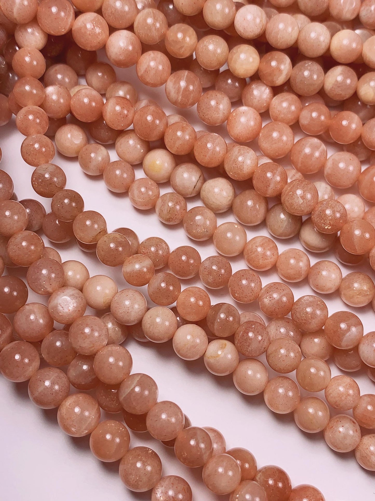6mm Natural Golden Peach Light Orange Sunstone Smooth Round Beads 15.5" Strand