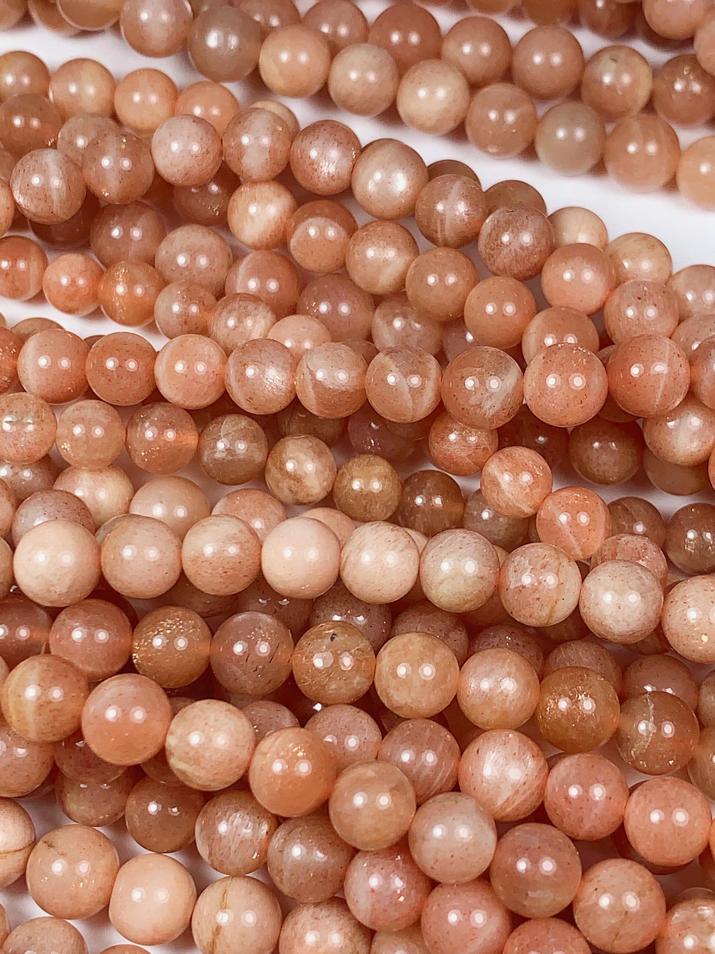 6mm Natural Golden Peach Light Orange Sunstone Smooth Round Beads 15.5" Strand
