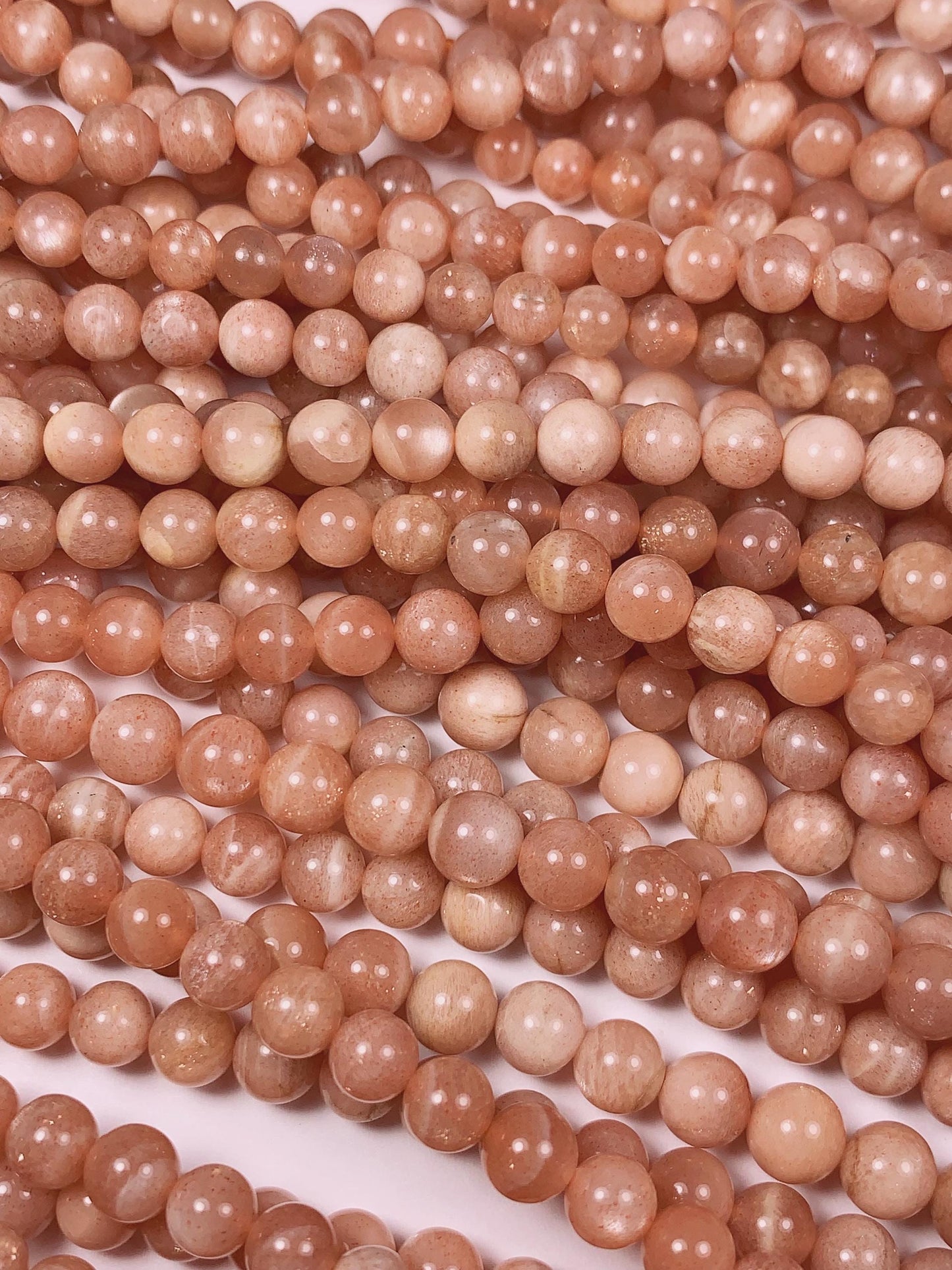 6mm Natural Golden Peach Light Orange Sunstone Smooth Round Beads 15.5" Strand