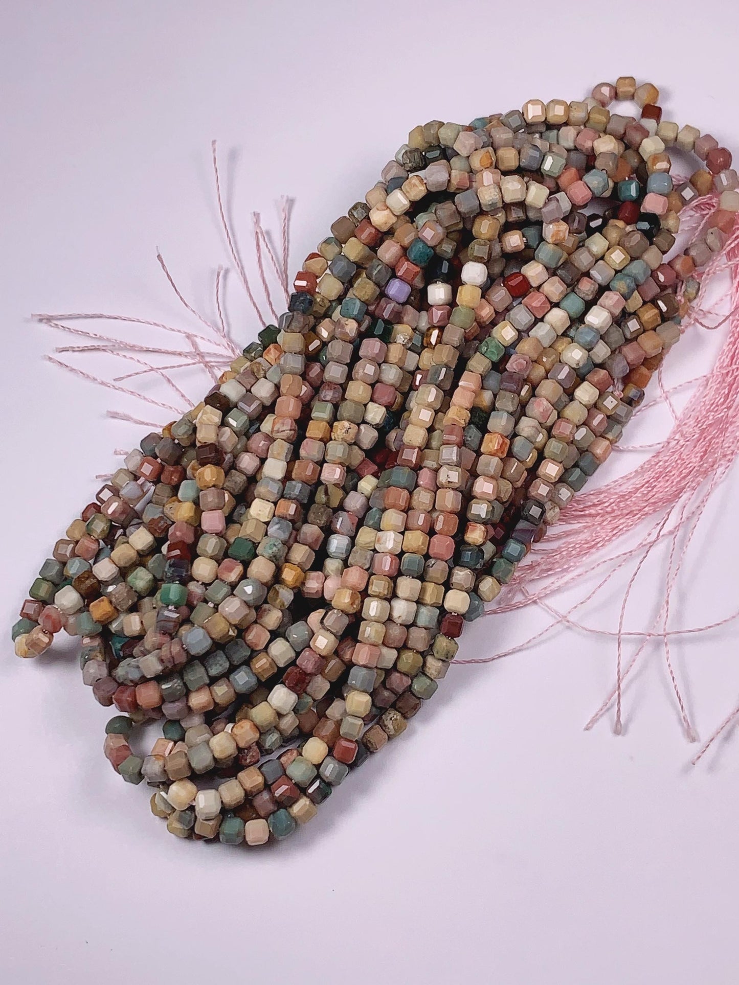 3mm Natural Rainbow Mongolia Alashan Faceted Cube Square Beads 15.5" Strand