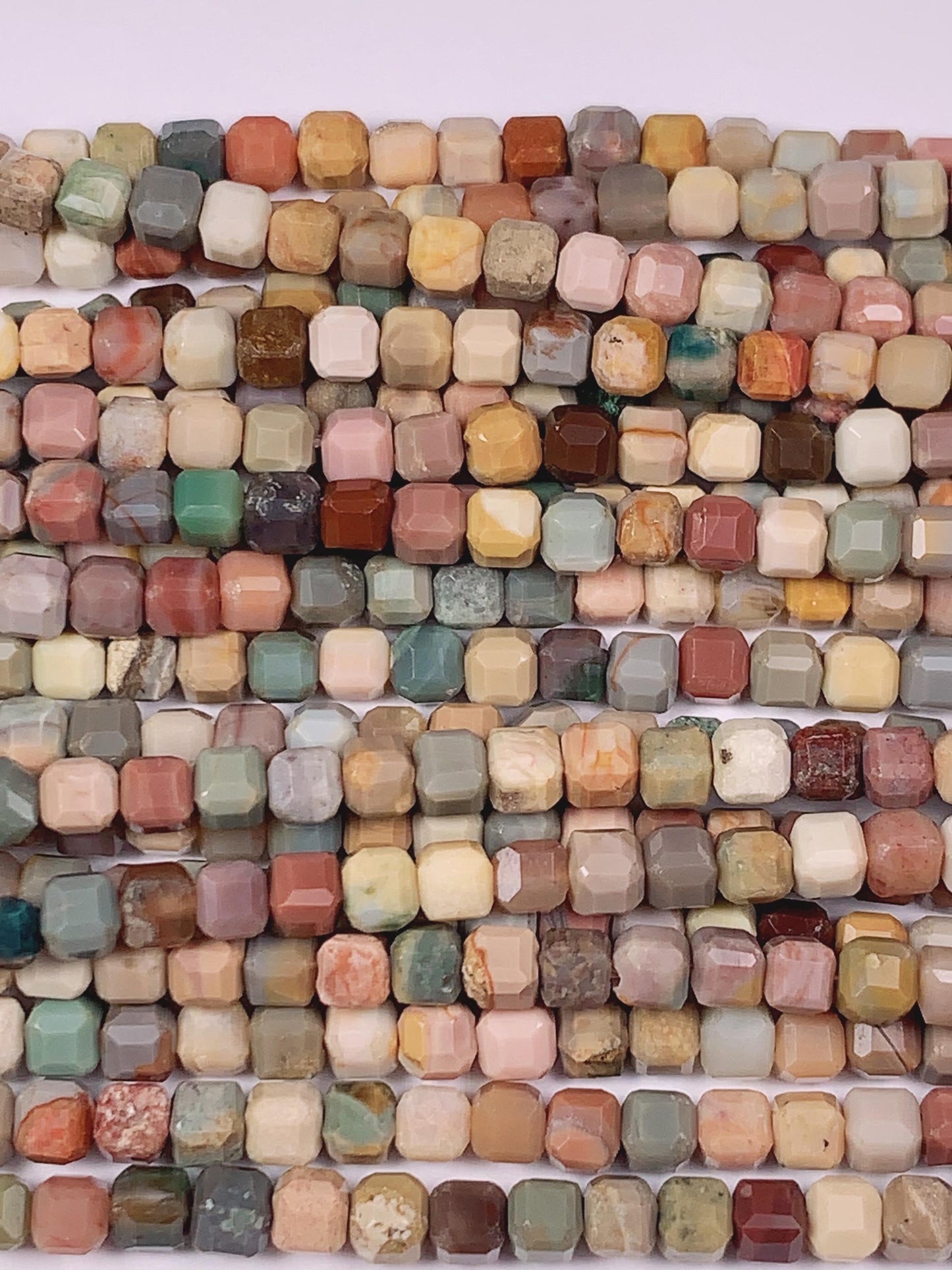 3mm Natural Rainbow Mongolia Alashan Faceted Cube Square Beads 15.5" Strand