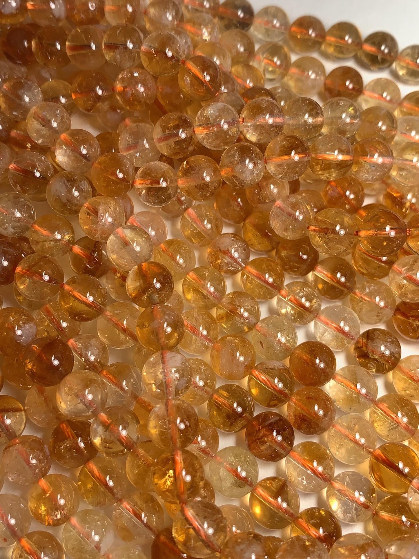 No Dyed High Quality Natural Yellow Citrine Smooth Round Beads - 15.5" Strand