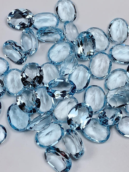 6x8mm  Grade AAA Genuine Natural Blue Topaz Loose Gems Gemstone faceted oval cut