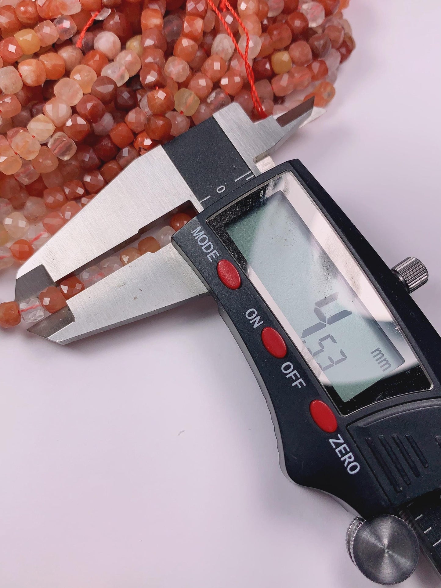 4mm Grade AAA+ Natural Red Rutilated Quartz Faceted Cube Square Beads 15.5" Strand