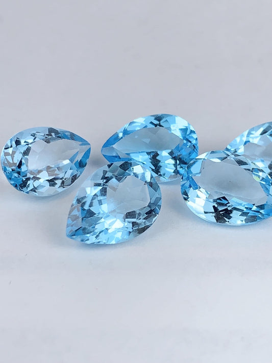 8x10mm  Grade AAA Genuine Natural Blue Topaz Loose Gems Gemstone faceted oval cut